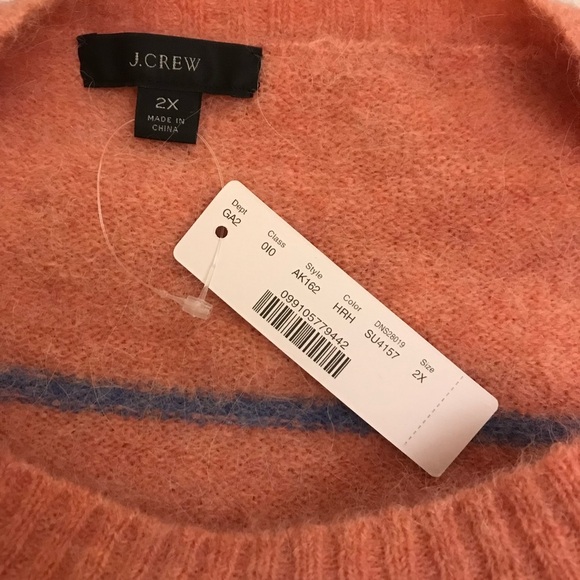 JCrew Alpaca Crewneck Sweater Stripe Heather Rose - Picture 4 of 6